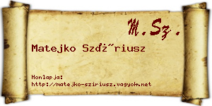 Matejko Szíriusz névjegykártya